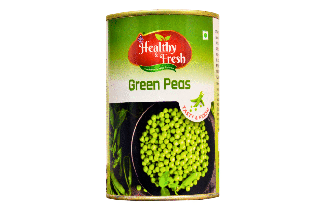 Can of Healthy & Fresh Green Peas in Brine