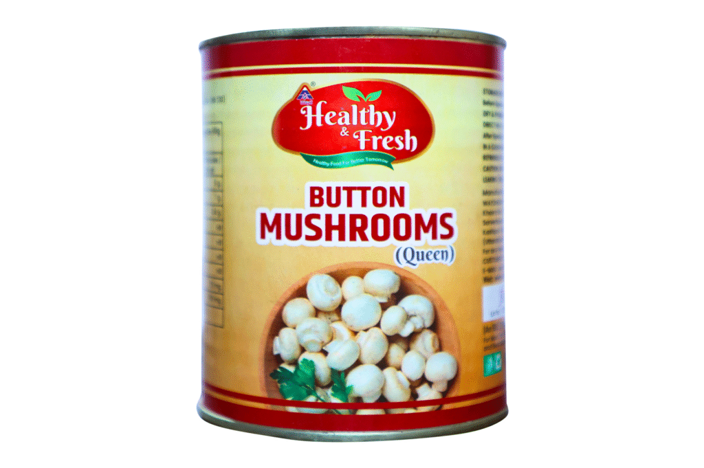 Can of Healthy& Fresh Large Queen Button Mushrooms in Brine