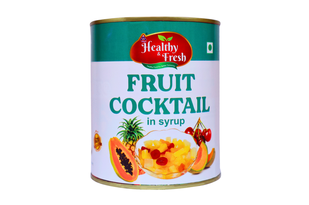 Can of Healthy & Fresh Fruit Cocktail in Syrup