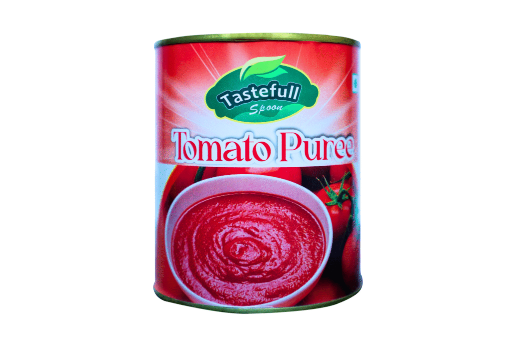 Can of Healthy & Fresh Tomato Puree Tastefull Spoon