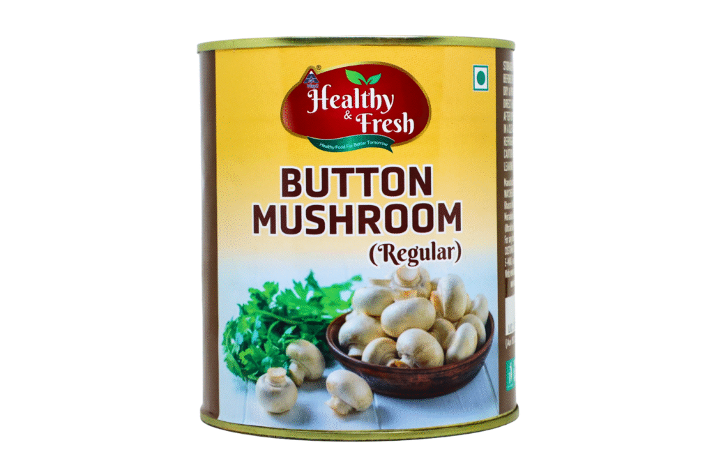 Can of Healthy& Fresh Regular Button Mushrooms in Brine