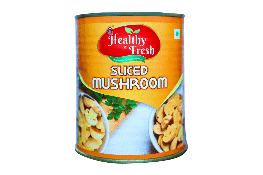 Can of Healthy& Fresh Pre-Sliced Mushrooms in Brine
